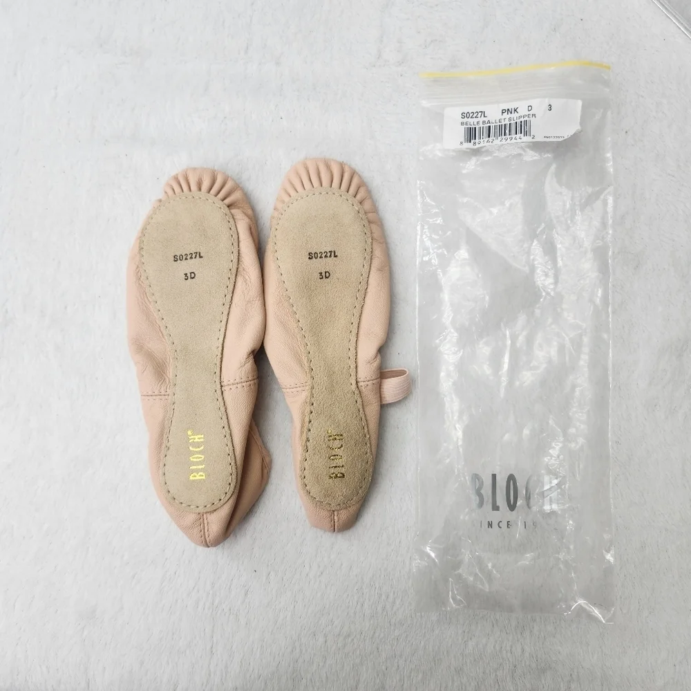 Bloch Ballet Soft Pink Leather Cotton Lining Slippers Size 3D